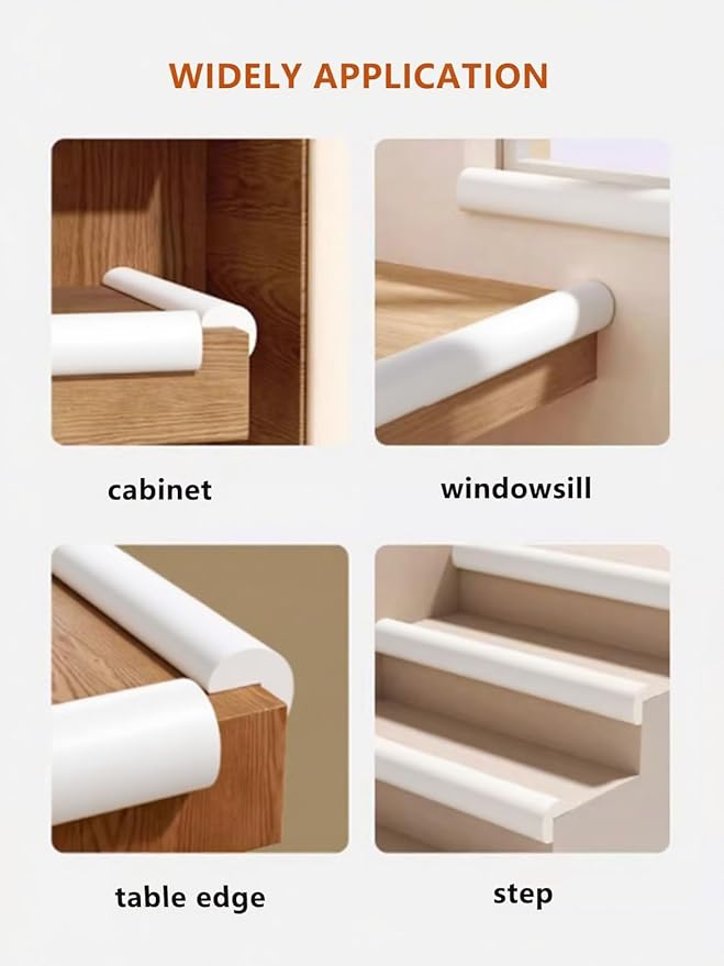 Baby Proof Edge Corner Protector, 16.4FT 0.47''Th L-Shape Furniture Corner & Edge Safety Bumper with 10 Corners, Pre-Taped, Soft NBR Rubber Foam Desk Edge Cushion Wall Corner Protector(White-gray)