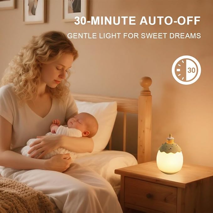 Silicone Night Light for Kids, Egg Baby Nursery Night Lamp with 3-Level Dimming & 30-Min Timer, Portable nightlight for Kids Bedroom,Birthday Cake-Shaped Night Light