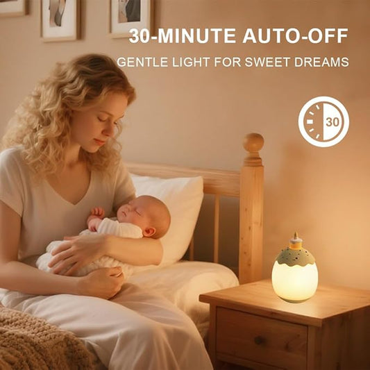 Silicone Night Light for Kids, Egg Baby Nursery Night Lamp with 3-Level Dimming & 30-Min Timer, Portable nightlight for Kids Bedroom,Birthday Cake-Shaped Night Light