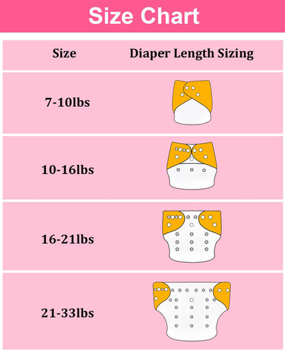 babygoal Cloth Diaper Covers 6 Pack with Wet Bag for Fitted Diapers and Prefolds with Double Gussets, Adjustable and Reusable for Baby Boys and Girls