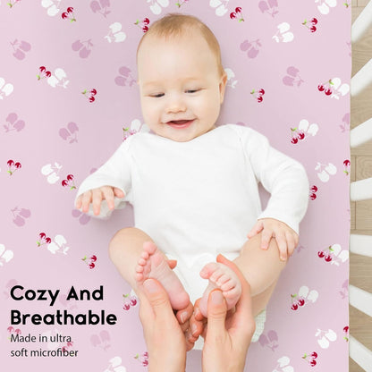 Yoofoss Pack and Play Sheets Fitted, Mini Crib Sheets 2-Pack for Pack N Play Mattress, Stretchy Playard Sheet, Soft and Breathable Green+Giraff