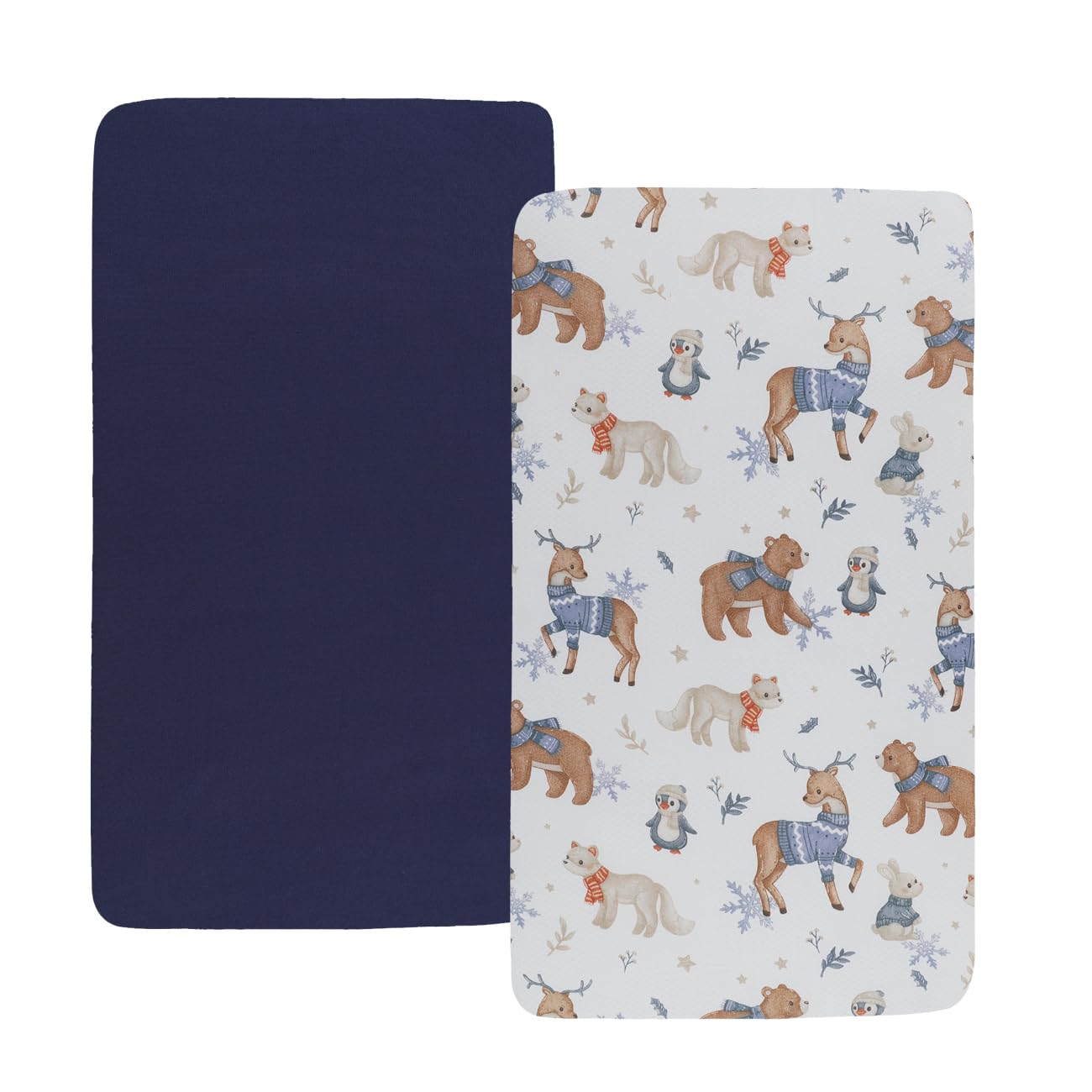 Bassinet Sheet Set 2 Pack Snug Fitted Bedside Sleeper Bassinet Sheets, Stretchy Ultra Soft, Unisex Boy Girl, Light Blue & Dinosaur