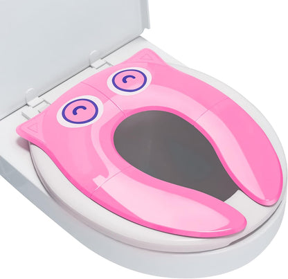 Portable Potty Seat for Toddler Travel - Foldable Non-Slip Potty Training Toilet Seat Cover for Boys Girls, Baby Kids with Drawstring Bag (Green Frog)