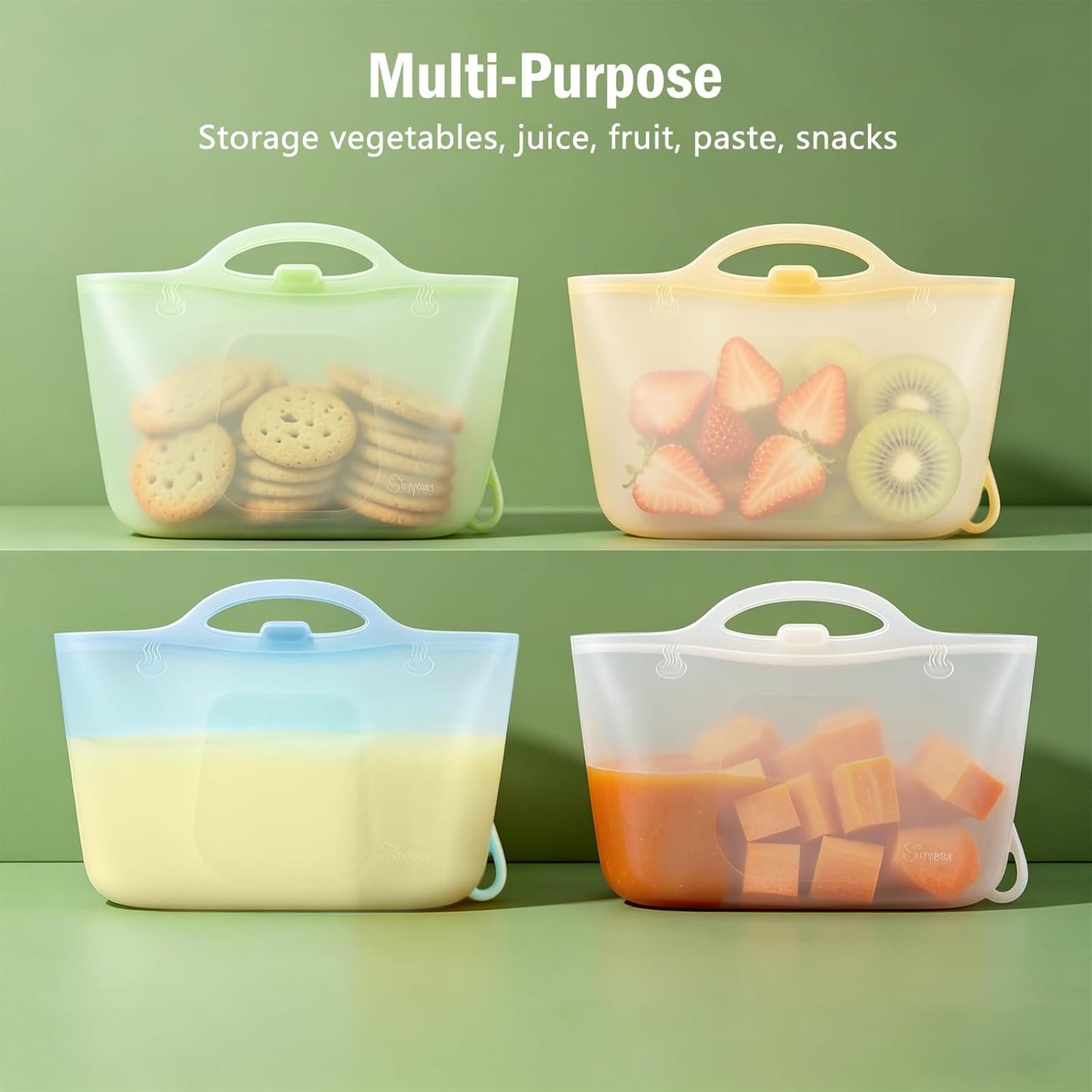 Silicone Travel Bottle Sterilizer Bags | 2000ml Microwave Steam Sterilizer Bags for Baby Bottles, Breast Pump & Pacifiers, Reusable Steam Sterilizing Bags for Travel and Home Use (Clear Milk White)