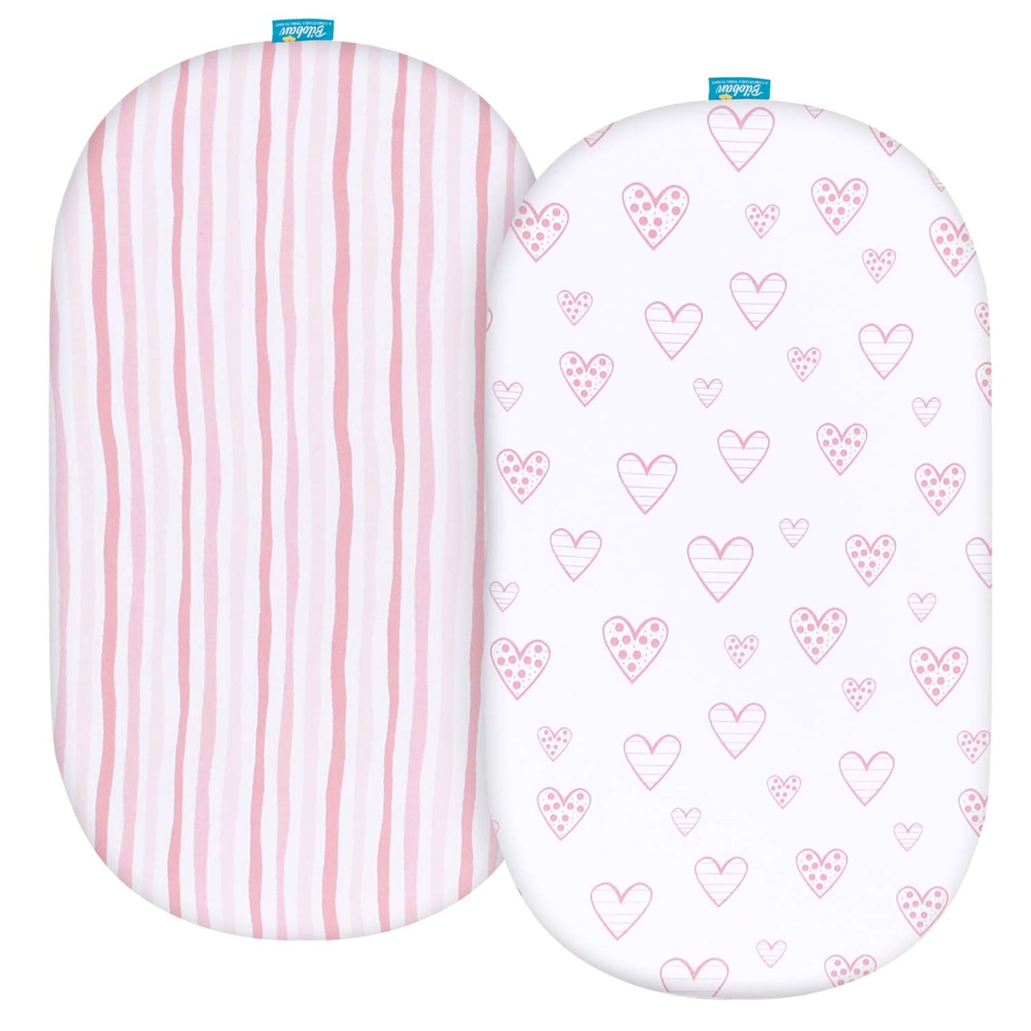 Bassinet Sheets Fit for Simmons Kids By The Bed City Sleeper Bassinet(Twins), Moses Basket and Hospital Bassinet, 100% Cotton, 2 Pack, Gray and White Print - Colors B