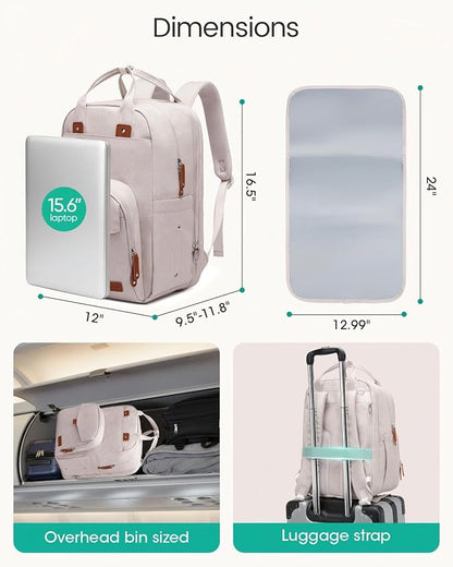 Qualyphant Extra Large Diaper Bag Backpack for Two Kids Twins - Expandable Baby Bag (26-36L), Dual Big Compartments - Includes Changing Pad & Stroller Straps, Unisex Beige