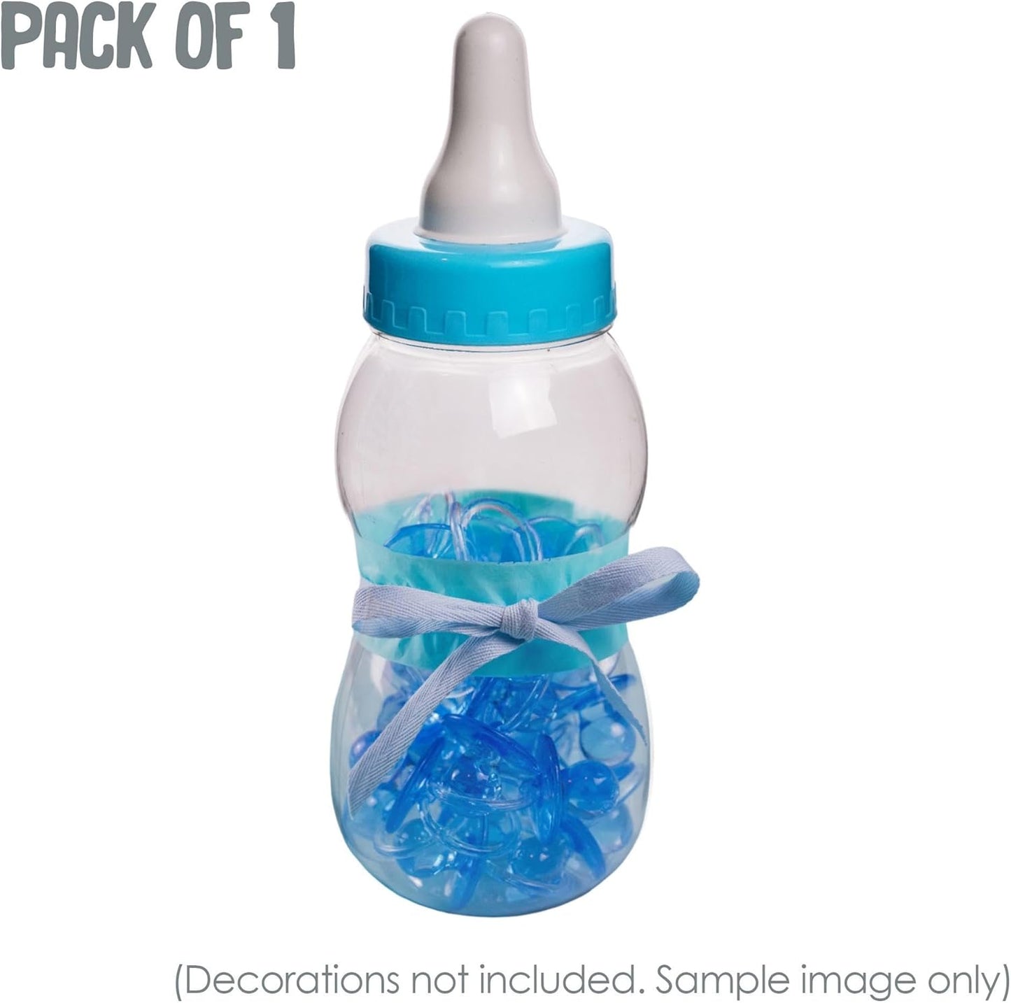 Evershine Plastic Baby Bottle Bank, 13" Blue Fillable Baby Shower Bank, Plastic Jumbo Baby Favor Bottle Centerpiece