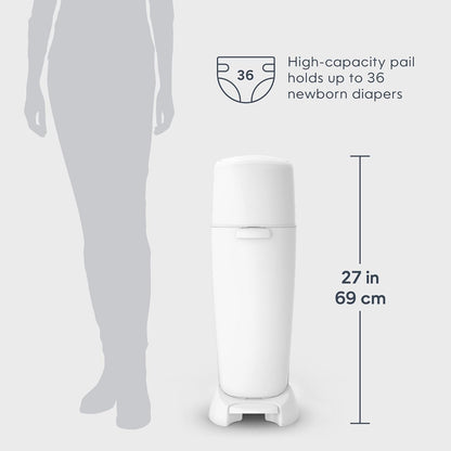 Diaper Genie Complete Diaper Pail (White) – Includes 1 Refill (Holds 270 Newborn Diapers) & 1 Carbon Filter