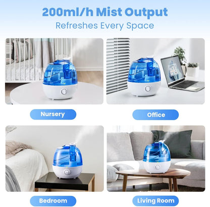 Cool Mist Humidifiers for Bedroom & Large Room (2.5L Water Tank) Quiet Ultrasonic Air Humidifier For Babies Nursery, Office, Indoor Plants & Whole House -Adjustable 360 Rotation Nozzle, Auto-Shut Off