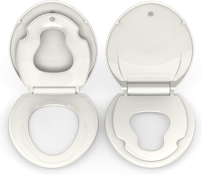 Toilet Seat Round,Toilet Seat with Toddler Seat Built in, Potty Training Toilet Seat Round Fits Both Adult and Child, with Soft Close,Easy Install and Clean - White, Round