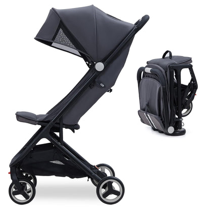Lightweight Baby Stroller, Compact One-Hand Fold Travel Stroller Airplane Friendly, Reclining Infant Stroller with 5-Point Harness & Adjustable Canopy, All-Terrain Stroller for Toddlers 6-36 Months
