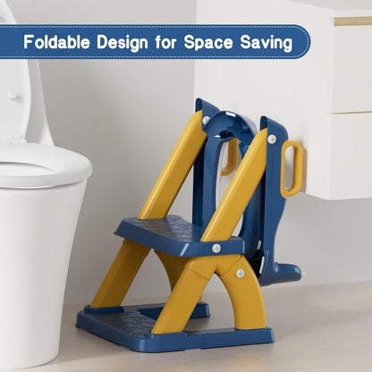 Potty Training Seat, Toddler Toilet Seat for Kids Boys Girls, 2 in 1 Potty Training Toilet for Kids, Splash Guard Anti-Slip Pad Step Stool, Adjust High Potty Chair for Toddler Kid Boys Girls