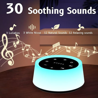 ColorsNoise Sound Machine and White Noise Machine with 30 Soothing Sounds with 12 Colors Baby Night Light with Memory Function (Black)