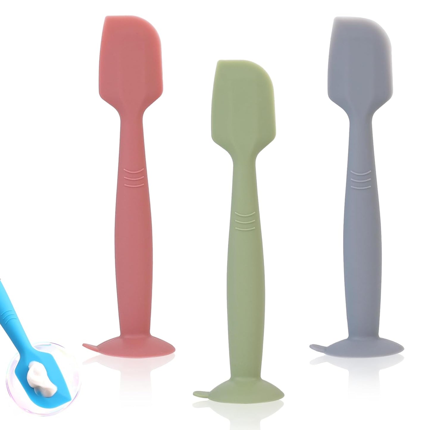 babove Baby Diaper Cream Spatula Applicator 3 Pack(with 3 Travel Case), Butt Paste Spatula Soft Silicone,Diaper Rash Cream Applicator, Baby Essentials Must Haves Newborn Stuff (Green Grey Azure)