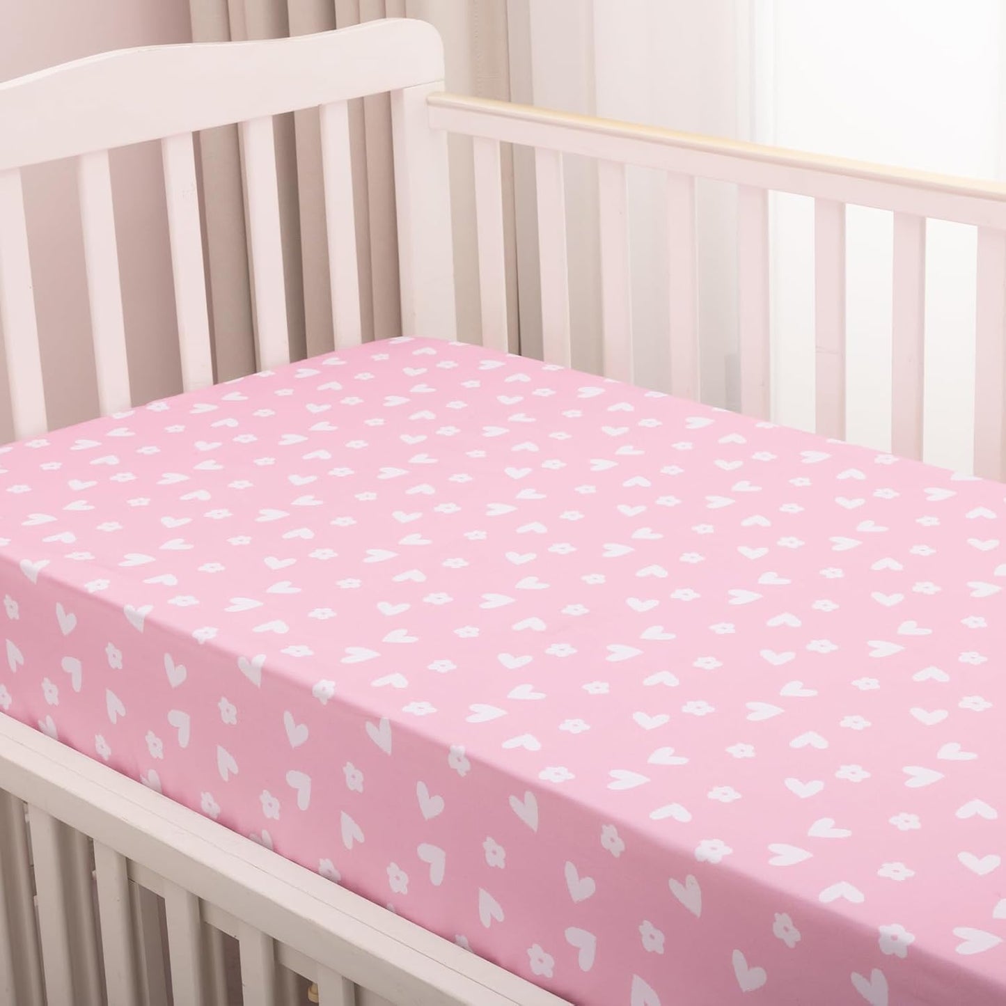 PHF 3 Pack Soft Mini Crib Sheets, Floral & Animal Pack N Play Sheets for Baby Boys Girls, No Slip Universal Fit for Pack N Play, Playard, Portable and Mini Crib Mattresses,Floral & Animal