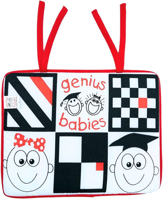Baby Mirror, Crib or Car or Floor, Reversible Mirror for Baby, Great Tummy Time Toy, High Contrast Toy, Easy to Attach, Lightweight, Portable, Shatterproof, Safe, Wipe Clean by Genius Babies