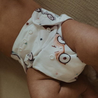 Nora's Nursery Cloth Diapers 7 Pack with 7 Inserts & 1 Wet Bag - Waterproof Cover, Washable, Reusable & One Size Adjustable Pocket Diapers for Newborns and Toddlers - Cali Coastal