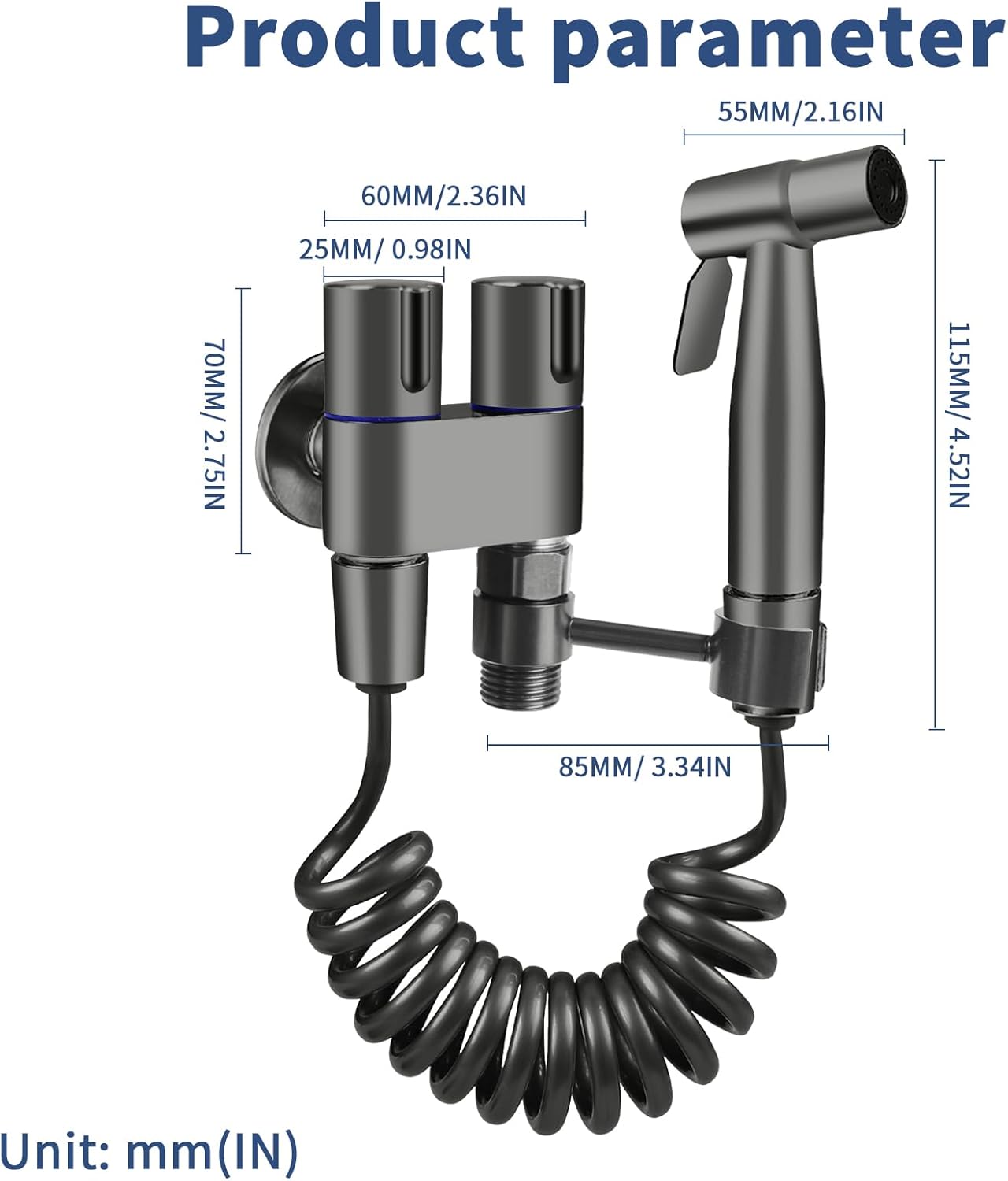 Neween Handheld Toilet Bidet Sprayer for Toilet-Adjustable Water Pressure Control with Bidet Hose for Feminine Wash, Stainless Steel Bidet Faucet Sprayer Kit Cloth Diaper for Baby Wash (Black)