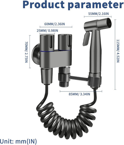 Neween Handheld Toilet Bidet Sprayer for Toilet-Adjustable Water Pressure Control with Bidet Hose for Feminine Wash, Stainless Steel Bidet Faucet Sprayer Kit Cloth Diaper for Baby Wash (Black)
