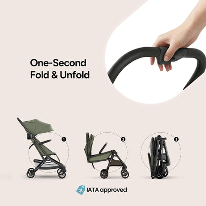 Neo Lightweight Travel Stroller with Snack Tray, Airplane-Friendly Compact Baby Stroller, One-Hand Fold Portable Stroller for Toddler 0-55lbs, Adjustable Recline Seat, UPF 50+ Canopy,Rain Cover