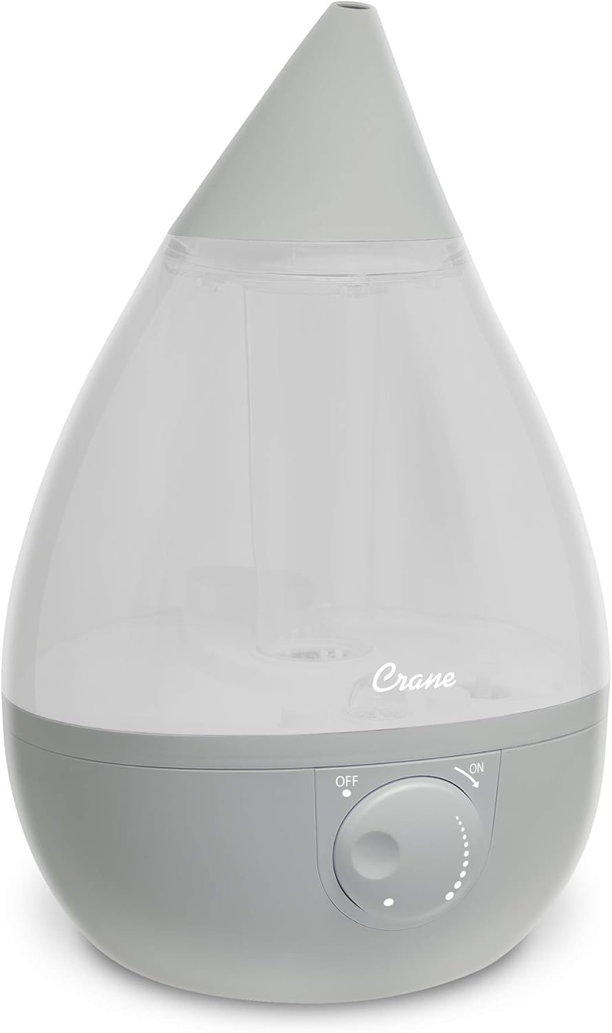 Crane Ultrasonic Cool Mist Humidifier for Bedroom, Baby Nursery, Kids Room, Plants, or Office, Large 1 Gallon Tank, Filter Optional, Clear and White