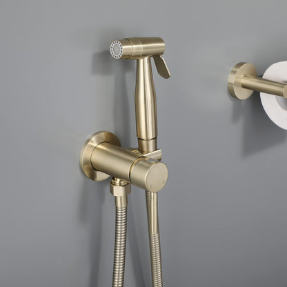 Chrome Handheld Bidet Sprayer for Toilet Warm Water, WiPPhs Stainless Steel Polished Silver Bidet Hand Held Sprayer with Brass Hot and Cold Mixing Valve, WI9138CP