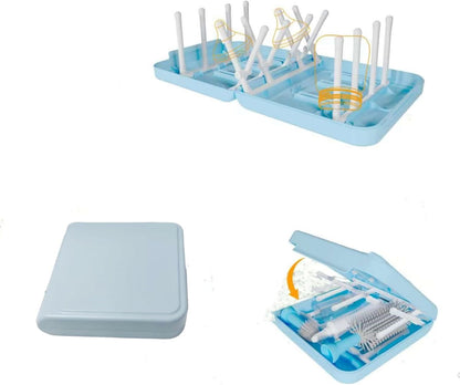 Travel Bottle Drying Rack Space Saving,Foldable Bottle Drying Rack with 16 Ribs,Portable Baby Bottle Drying Rack for Bottles,Breast Pumps and Other Feeding Accessories,Widely Used Daily Basis