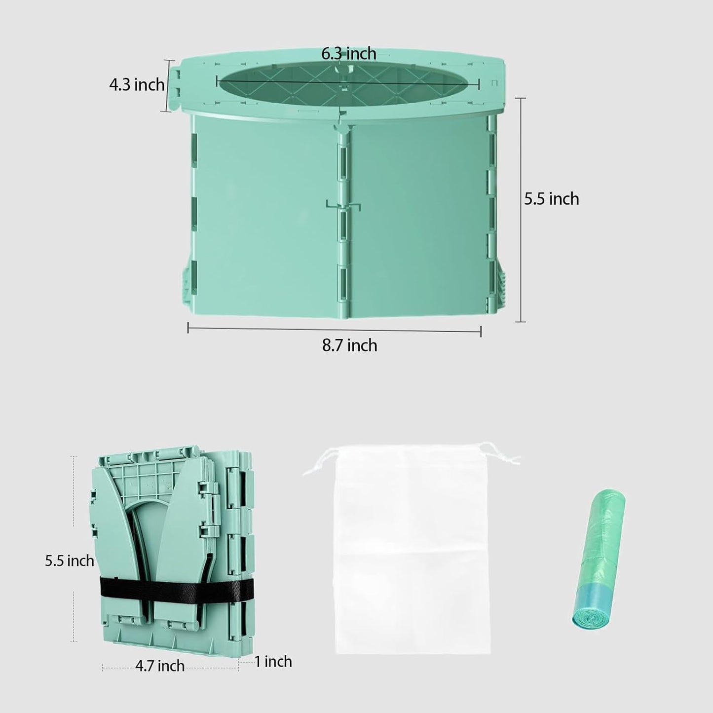 Portable Potty Seat for Toddler Foldable Travel Potty Training Toilet Seat with Cleaning Bags Reusable for Outdoor Camping, Travel, Kids Toddler Travel Potty Seat (Green)