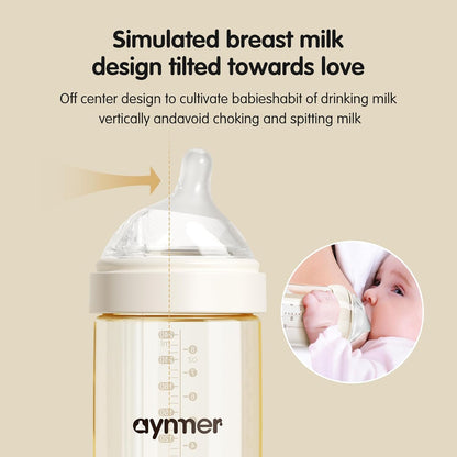 Aynmer Natural Flow Baby Bottle Silicone Nipple，0+ Months, 4 Counts (L)