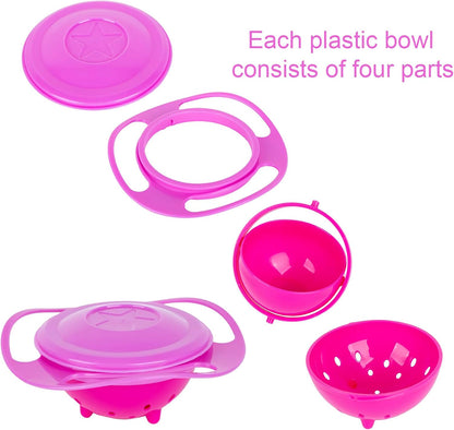 Berry President Baby Bowls with Suction Base, Spill-Proof Lid, Temperature-Sensing Spoon, Binaural Design Bowl for Babies Kids children Toddlers, First Stage Self Feeding (Pack of 3)