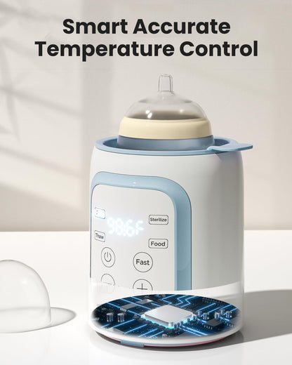 Bottle Warmer, Grownsy 8-in-1 Fast Baby Bottle Warmer with Timer, Safe for Breastmilk Nutrients, Accurate Temperature Control, with Defrost, Sterili-zing, Keep Warm, Heats Baby Food & Bottles
