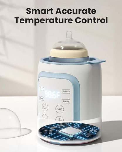 Grownsy Bottle Warmer, 8-in-1 Fast Baby Milk Warmer with Timer for Breastmilk or Formula, Accurate Temperature Control, Multifunctional Baby Bottle Warmers for All Bottles- Blue