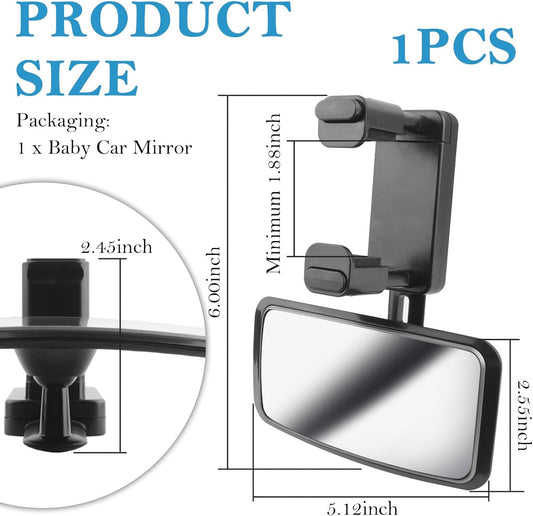 360° Curved Baby Car Mirror without Dead Angle,Clip on Car Seat Mirror for Baby Rear Facing Clips Onto Rearview Mirror,Adjustable Baby Mirror for Car SUV Truck