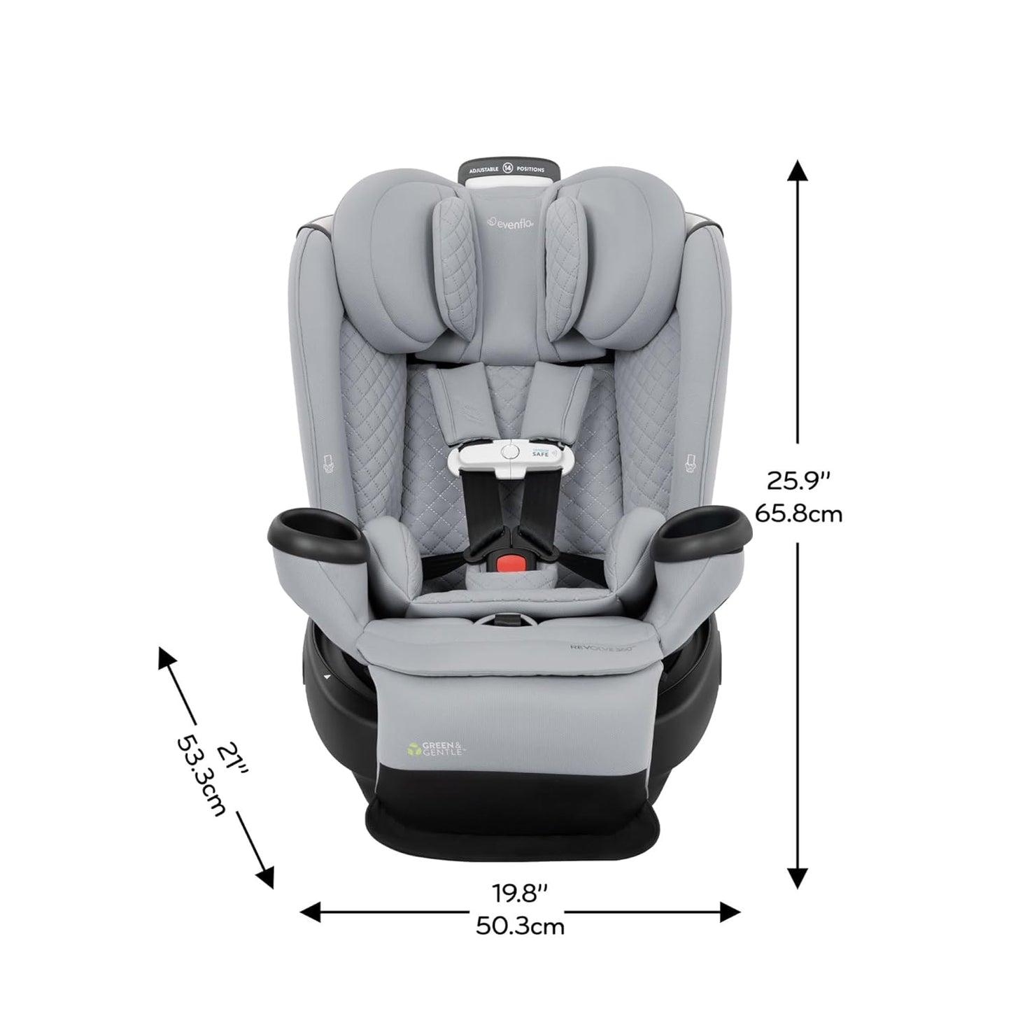 Evenflo Revolve360 Extend All-in-One Rotating Car Seat with Green & Gentle Fabric (Travertine)