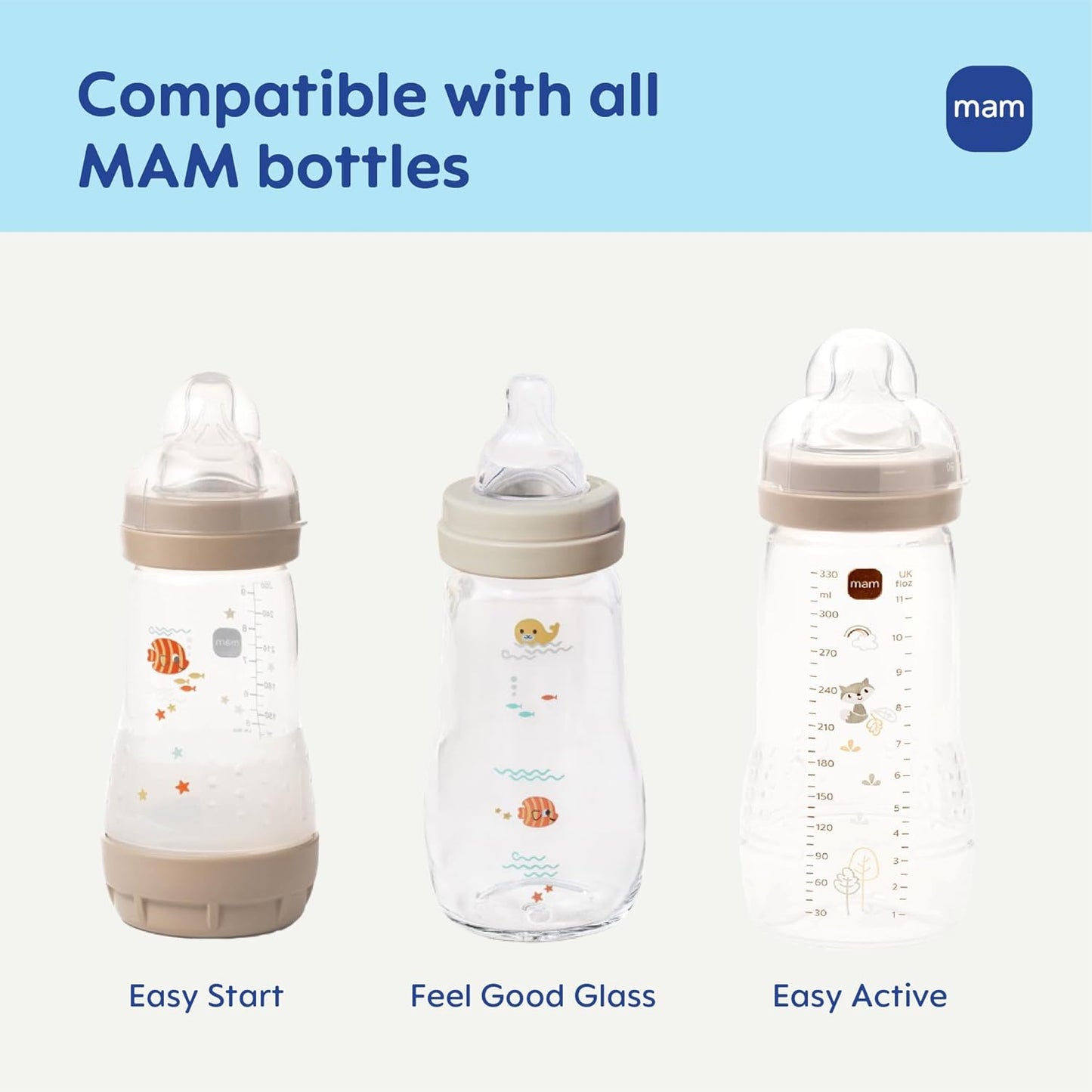 MAM Baby Bottle Nipple Mixed Flow Pack, Fast Flow Size 3 & Extra Fast Flow Size 4, Newborns 4+ Months, Skin Soft BPA Free Silicone, 94% Nipple Acceptance, Fits All MAM Bottles, 4 Pack, Made in Europe