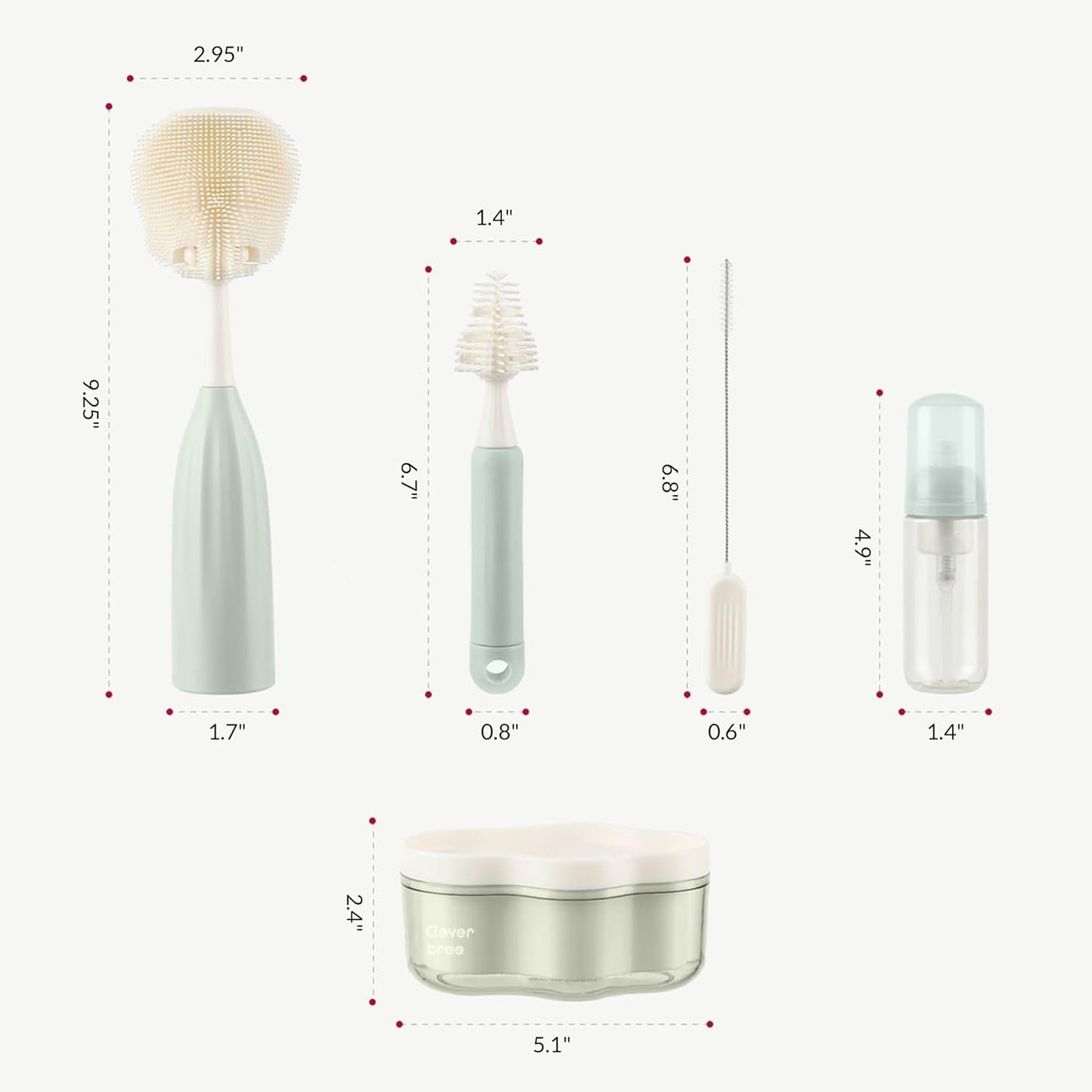 Baby Bottle Brush Kit with Push-Press Bubble and Drying Rack for Bottle Cleaning, Bendable Bottle Cleaner Brush for Baby Bottles, Breast Pumps, Nipples, Straws and More. Perfect for Home&Travel (Pink)
