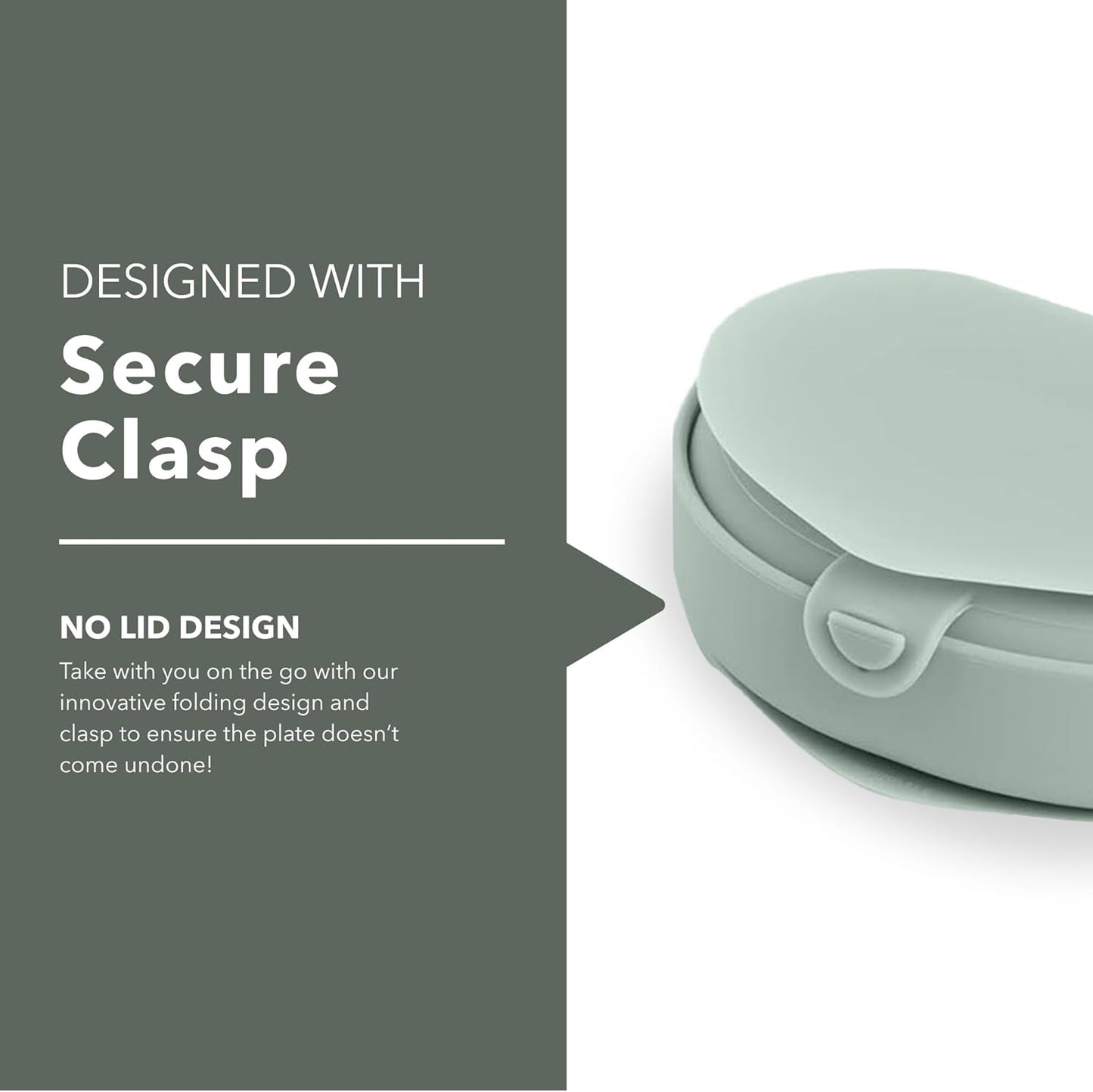 Miniware Baby Travel Plate with Suction - Foldable Silicone Baby Travel Essential to Promote Self-Feeding - Dishwasher Safe, BPA Free, Food Grade Silicone Baby Plate For On The Go - Sage Silifold