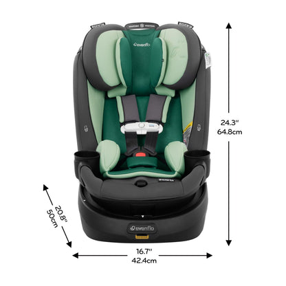 Evenflo Revolve360 Slim 2-in-1 Rotating Car Seat with Green & Gentle Fabric (Travertine)