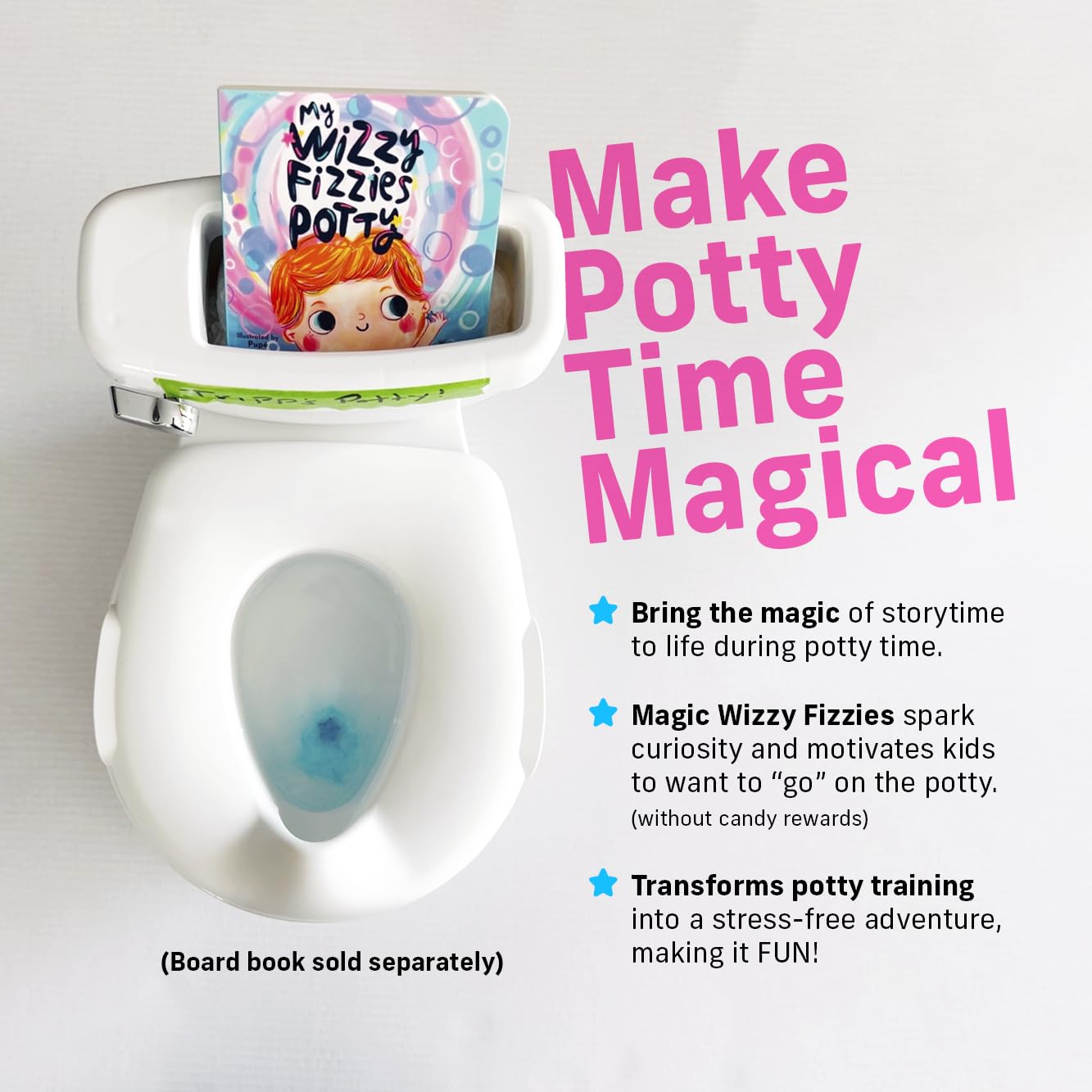 Wizzy Fizzies™ Potty Training Rewards Toilet Fizzies, Non-Food, STEM-Based Method that uses Imagination Play, 60 Colorful Stars, Non-Toxic, Girls & Boys, Fun Things for Kids & Parents