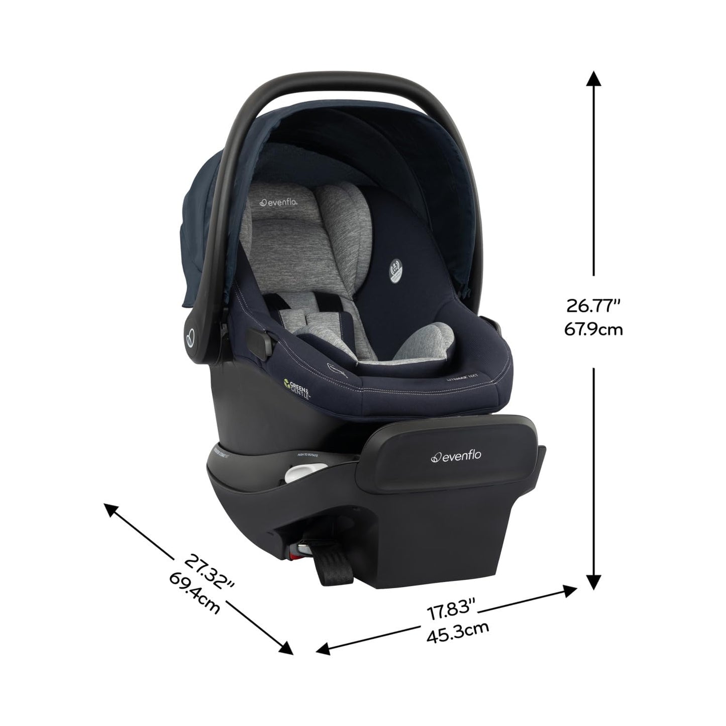 Evenflo Revolve180 LiteMax NXT Rotating Rear-Facing Lightweight Preemie and Infant Car Seat 3-30lbs. with SensorySoothe. Easy Install with Base (Agate Purple)