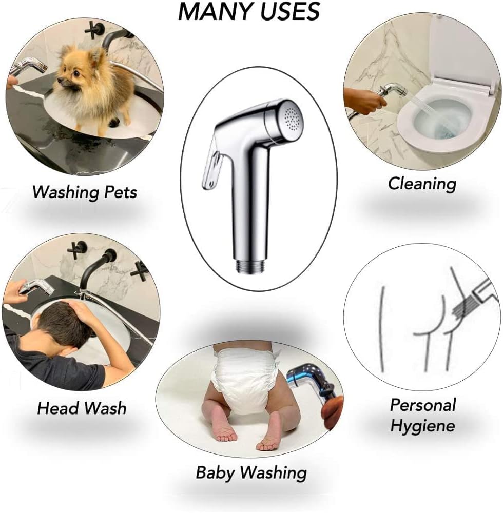 2 Pieces Bidet Sprayer Head Replacement for Toilet Cloth Diaper Shattaf Hand held Bidet Rinse Spray Head Replacement Chrome（only Sprayer）