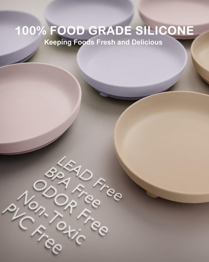 Classic Suction Toddler Plates 3 PCS, Food Grade Silicone Baby Plate with Suction BPA Free, Deeper Feeding Dishes for Toddler Kids Baby, Dishwasher Safe