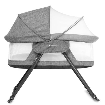 Baby Delight Beside Me Doze Deluxe Baby Bassinet, Bedside Sleeper, Foldable, Removeable Canopy, Pebble Grey