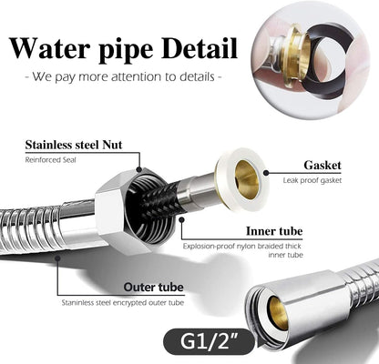 Handheld Sprayer, 3 Pack Cloth Diaper for Baby Wash Includes 150 cm Metal Hose and Holder - Excluding T-Type valves