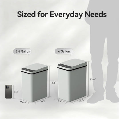 FRESHLIX Bathroom Garbage Can with Lid, 2.6 Gallon Diaper Trash Can, Automatic Trash Cans Touchless, Slim Waterproof Smart Commercial Trash Can for Bedroom, Bathroom, Office, Living Room, Toilet, RV