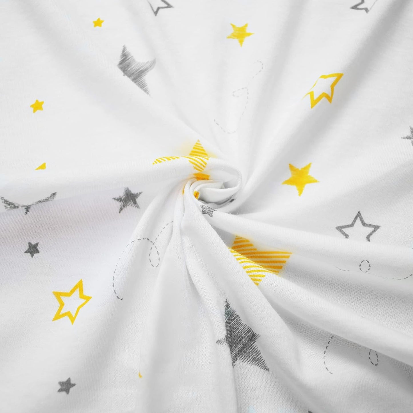 American Baby Company 3 Pack 100% Natural Cotton Fitted Pack and Play Sheets 39" x 27" - Soft & Breathable Pack N Play Sheets for Playard & Mini Crib Mattress, Yellow Star/Yellow/White, for Boy & Girl