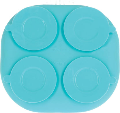 Nuby Silicone Round Suction Plate with Lid - Dishwasher-Safe Baby and Toddler Plate - 6+ Months - Aqua and Coral - Back to School Essentials