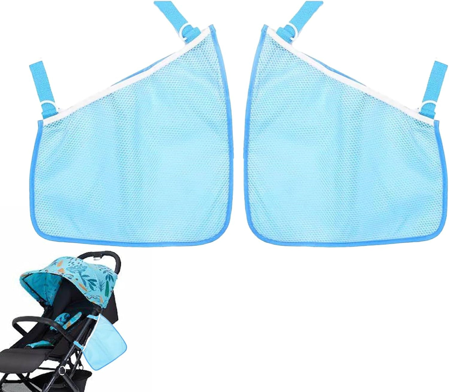 Alovexiong 2 Pack Universal Stroller Organizer Bag, Side Sling Cargo Stroller Net, Non-Slip and Adjustable Straps Storage Mesh Bag for Baby Accessories, Mesh Cargo Net for Stroller Storage - Black