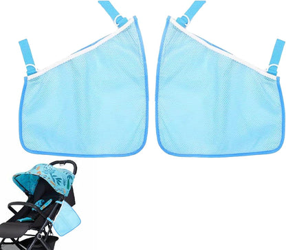 Alovexiong 2 Pack Universal Stroller Organizer Bag, Side Sling Cargo Stroller Net, Non-Slip and Adjustable Straps Storage Mesh Bag for Baby Accessories, Mesh Cargo Net for Stroller Storage - Black