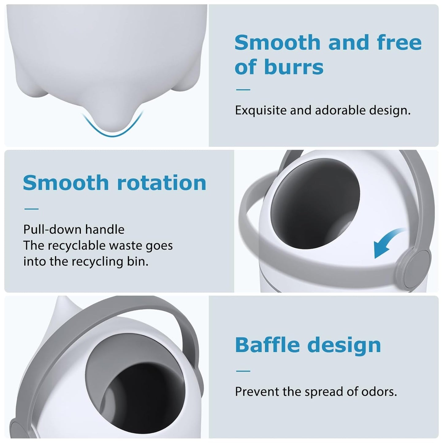 Diaper Pail Odor Control Bin, Large Capacity Diaper Disposal Container, Plastic 15L Holds 16 Diapers Airtight Lid, with Odor Blocking Baffle for Home Nursery Room Living Room White